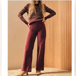 Faherty Burgundy Wide Leg Pants